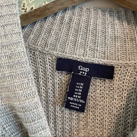 Gap Gray Cuff Sleeve Crew Neck Chunky Knit Sweater - Picture 4 of 5